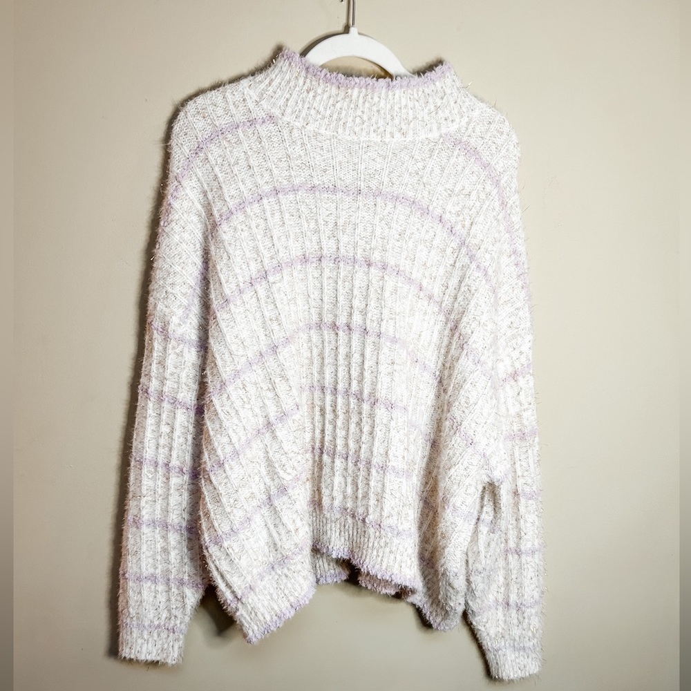 Purple stripped sweater with gold accents